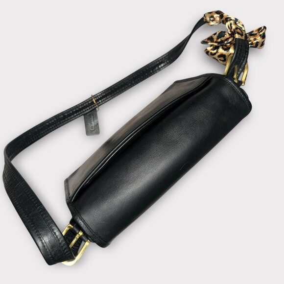 VTG Coach Spectator Bag 9796 Black Leather Brass Turn Lock Purse 80s NYC + Tag - Picture 9 of 12